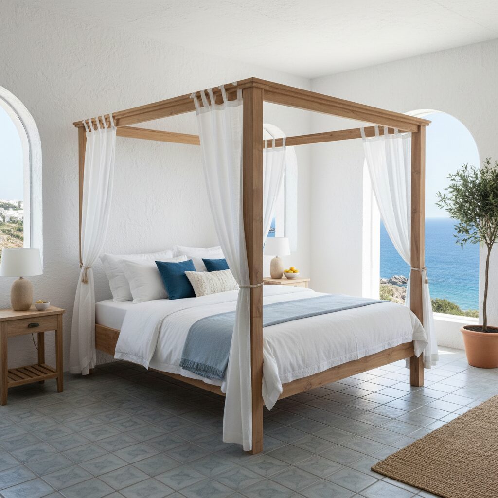 Letto Baldacchino in Teak Massello