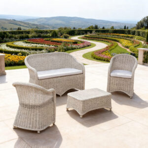 Set Salotto Charlie Rattan Sintetico Bianco