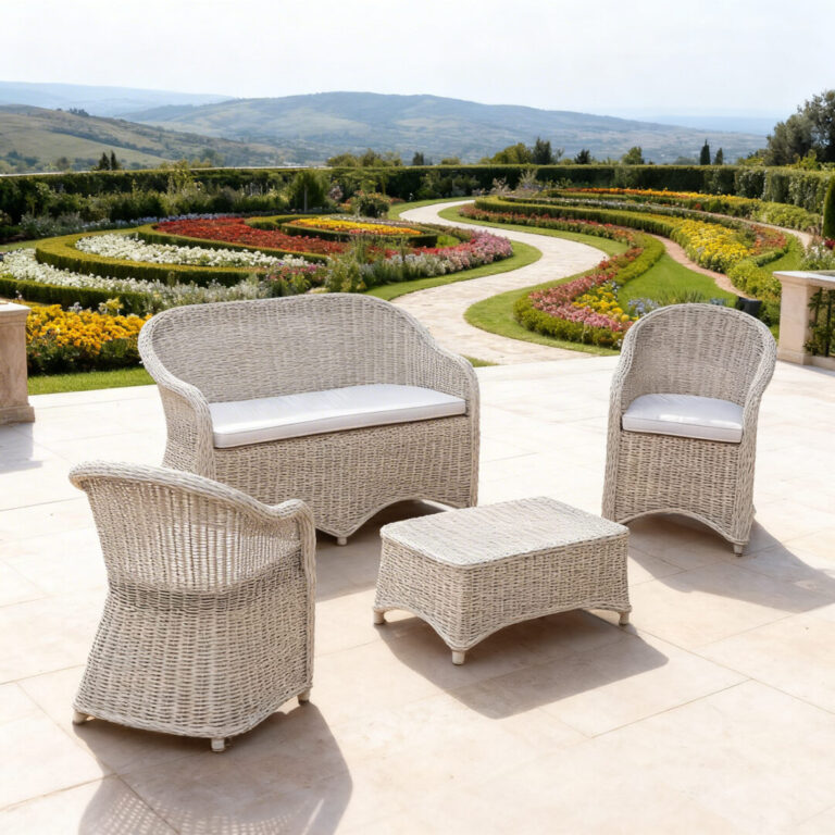 Set Salotto Charlie Rattan Sintetico Bianco