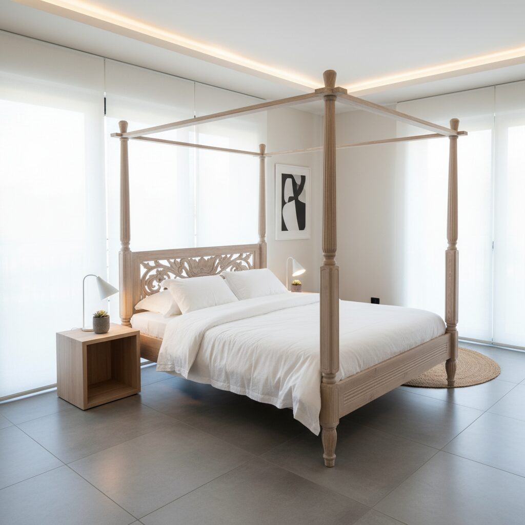 Letto Baldacchino Intagliato