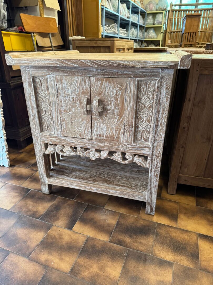 Mobile Consolle Bagno Teak Decapato