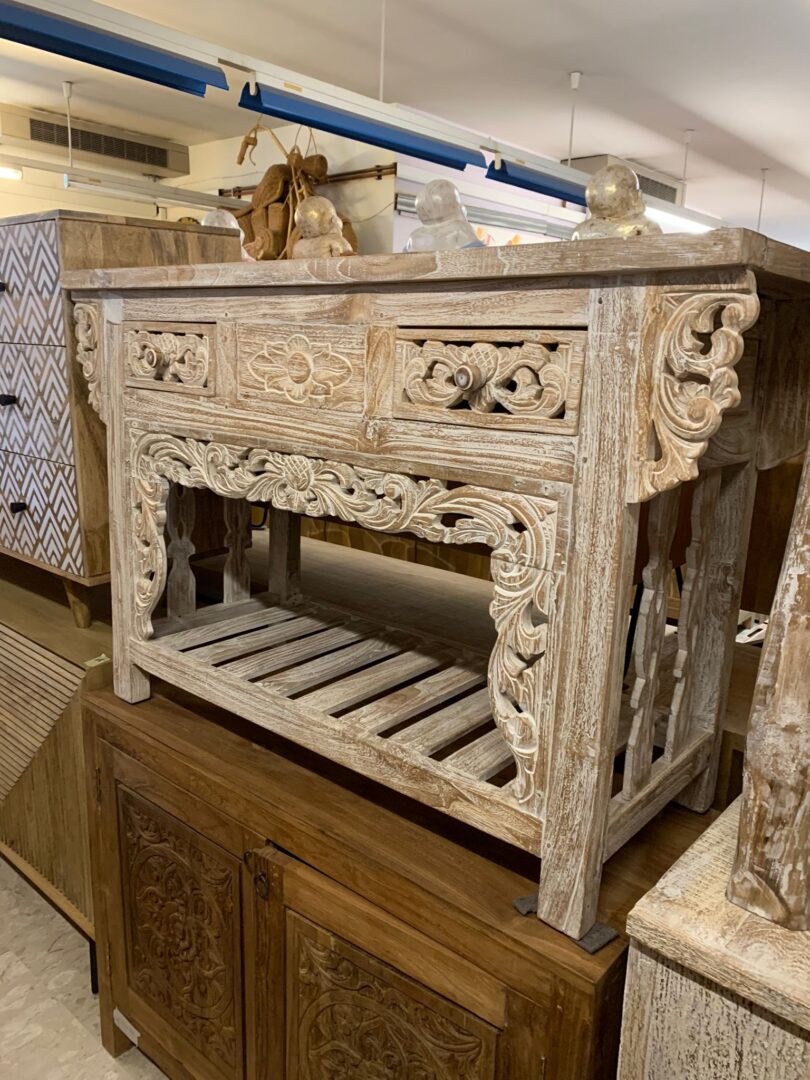 Consolle Bagno Teak Decapata - immagine 4