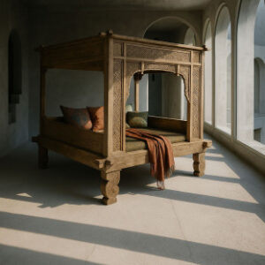 Letto Baldacchino Etnico Teak