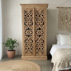 Armadio Dispensa Intagliato Teak Sbiancato