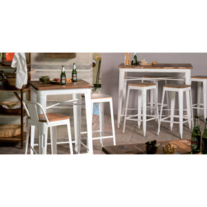 Sgabello Industrial Cook Bianco C/ Schienale