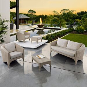 Set Salotto Plaza 2P Rattan Sintetico Bianco