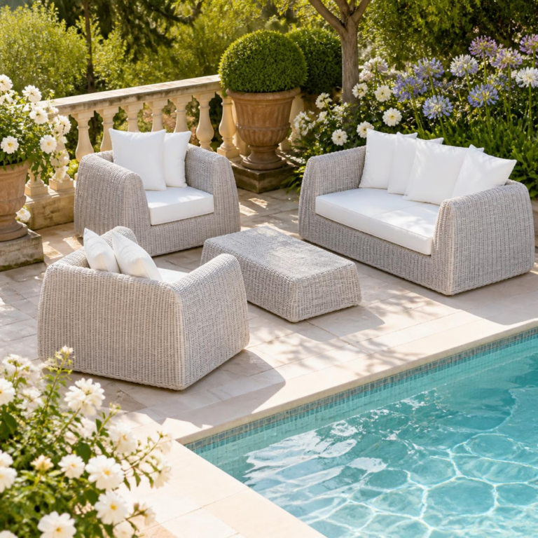 Set Cactus 4P Rattan Sintetico Bianco