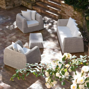 Set Salotto Cactus 3P Rattan Sintetico Bianco
