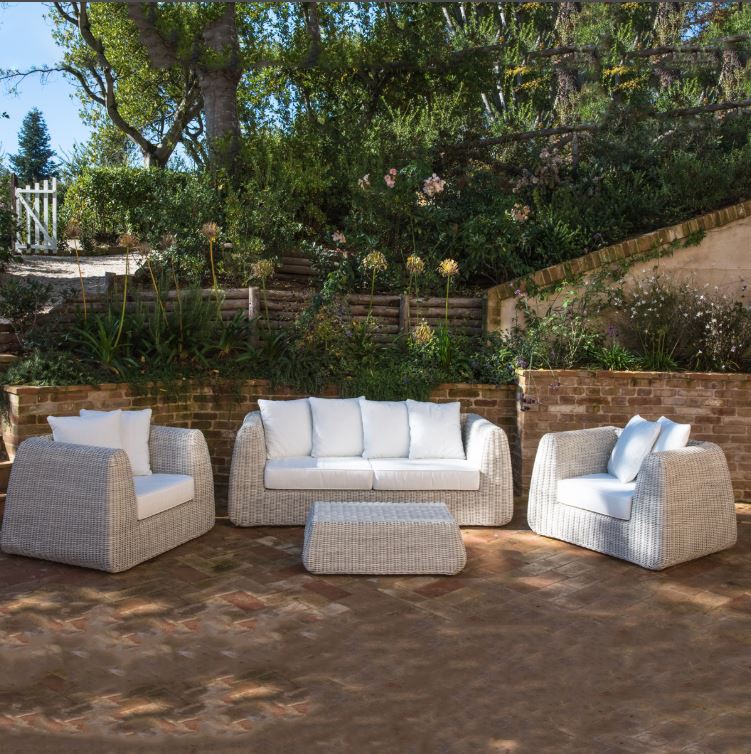 Set Salotto Cactus 3P Rattan Sintetico Bianco