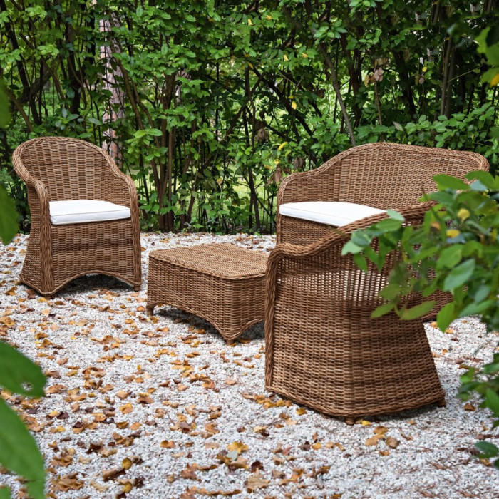 Set Salotto Charlie Rattan Sintetico Marrone