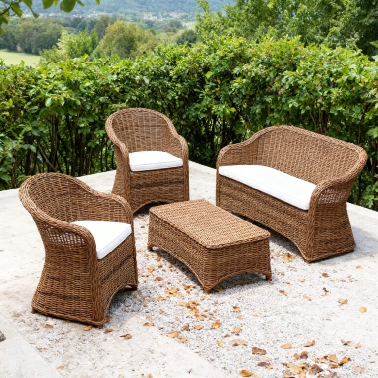 Set Salotto Charlie Rattan Sintetico Marrone
