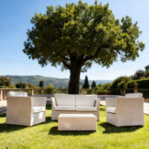 Set Salotto Don Pepe Rattan Sintetico Bianco