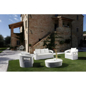 Set Salotto Oasi 3P Rattan Sintetico Bianco