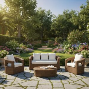 Set Salotto Oasi 3P Rattan Sintetico Bronze