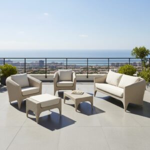 Set Salotto Plaza 2P Rattan Sintetico Bianco