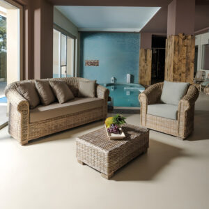 Set Salotto Queen Grigio Rattan Naturale