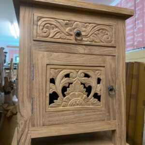 Comodino Teak Ric. Intagliato 1A 1Css