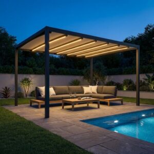 Pergola Retrattile Motorizzata Led 3x3 Antracite