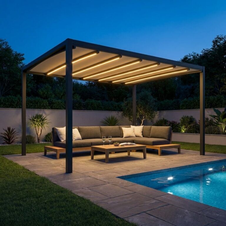 Pergola Retrattile Motorizzata Led 3×3 Antracite