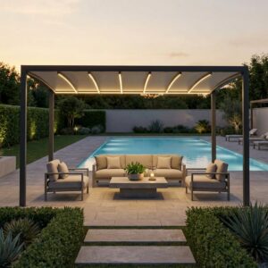 Pergola Retrattile Motorizzata Led 3x4 Antracite