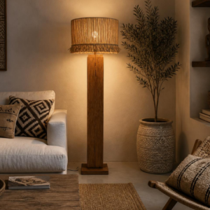Lampada Teak e Fibra Naturale