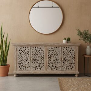 Credenza Jawa Intagliata Teak Decapato