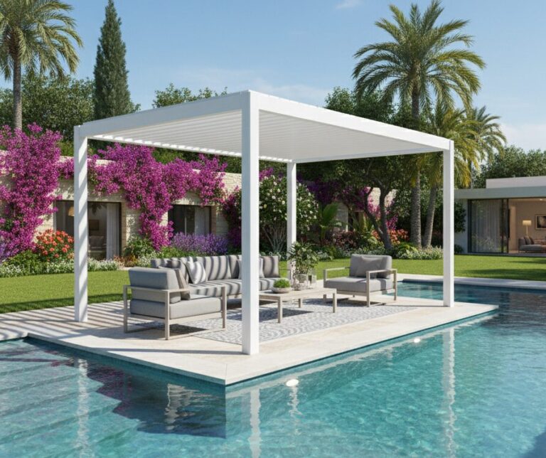 Pergola Bioclimatica 3×3 Doppia Lamella Bianco
