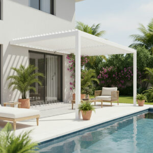Pergola Bioclimatica Addossata 3x2.5 Bianco