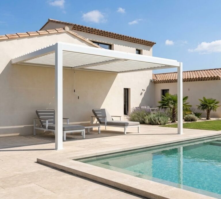 Pergola Bioclimatica Addossata 4×4 Bianco