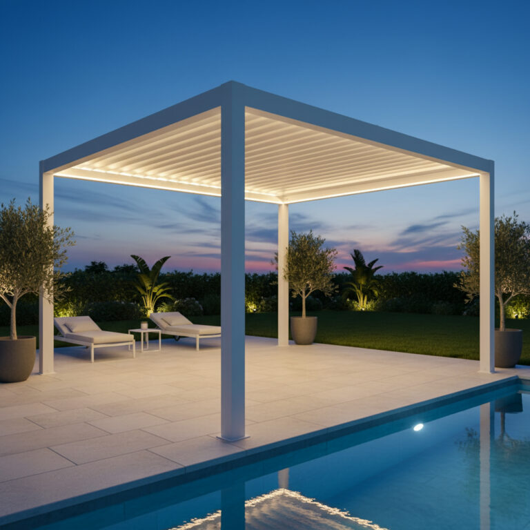 Pergola Bioclimatica Motorizzata Led 3×4 Bianco