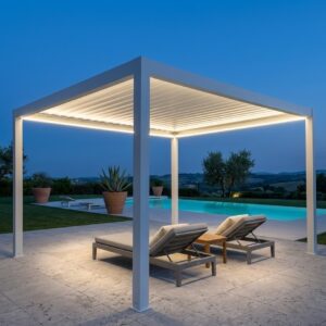 Pergola Bioclimatica Motorizzata Led 4x4 Bianco