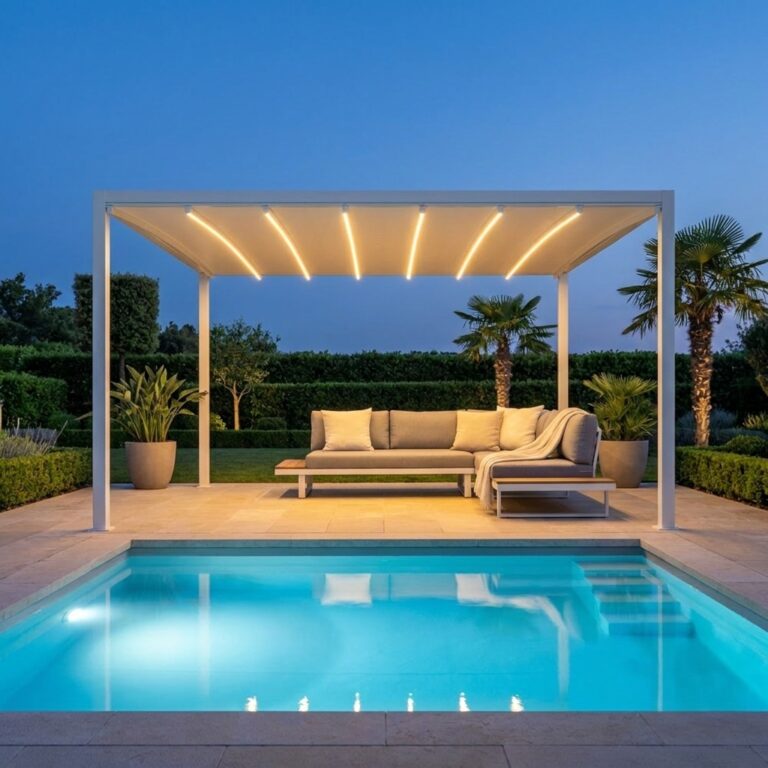 Pergola Retrattile Motorizzata Led 3×3 Bianco