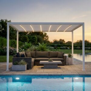 Pergola Retrattile Motorizzata Led 3x4 Bianco