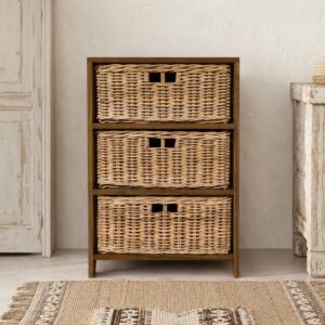 Cassettiera Etnica Teak Rattan