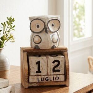 Calendario Legno 1 Gufo Bianco