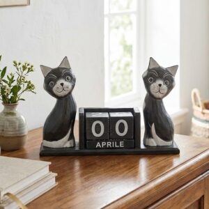 Calendario Legno 2 Gatti Antracite