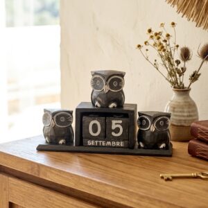 Calendario Legno 3 Gufi Antracite