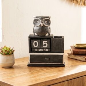 Calendario Legno Gufo Antracite