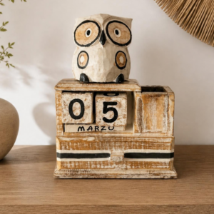 Calendario Legno Gufo Bianco