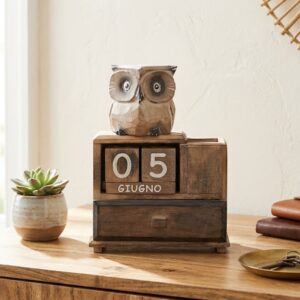 Calendario Legno Gufo Marrone
