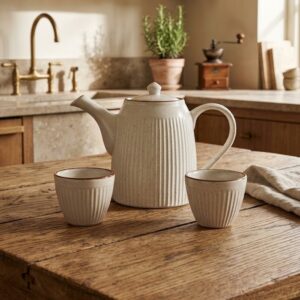 Set Teiera con 2 Tazzine Bianco